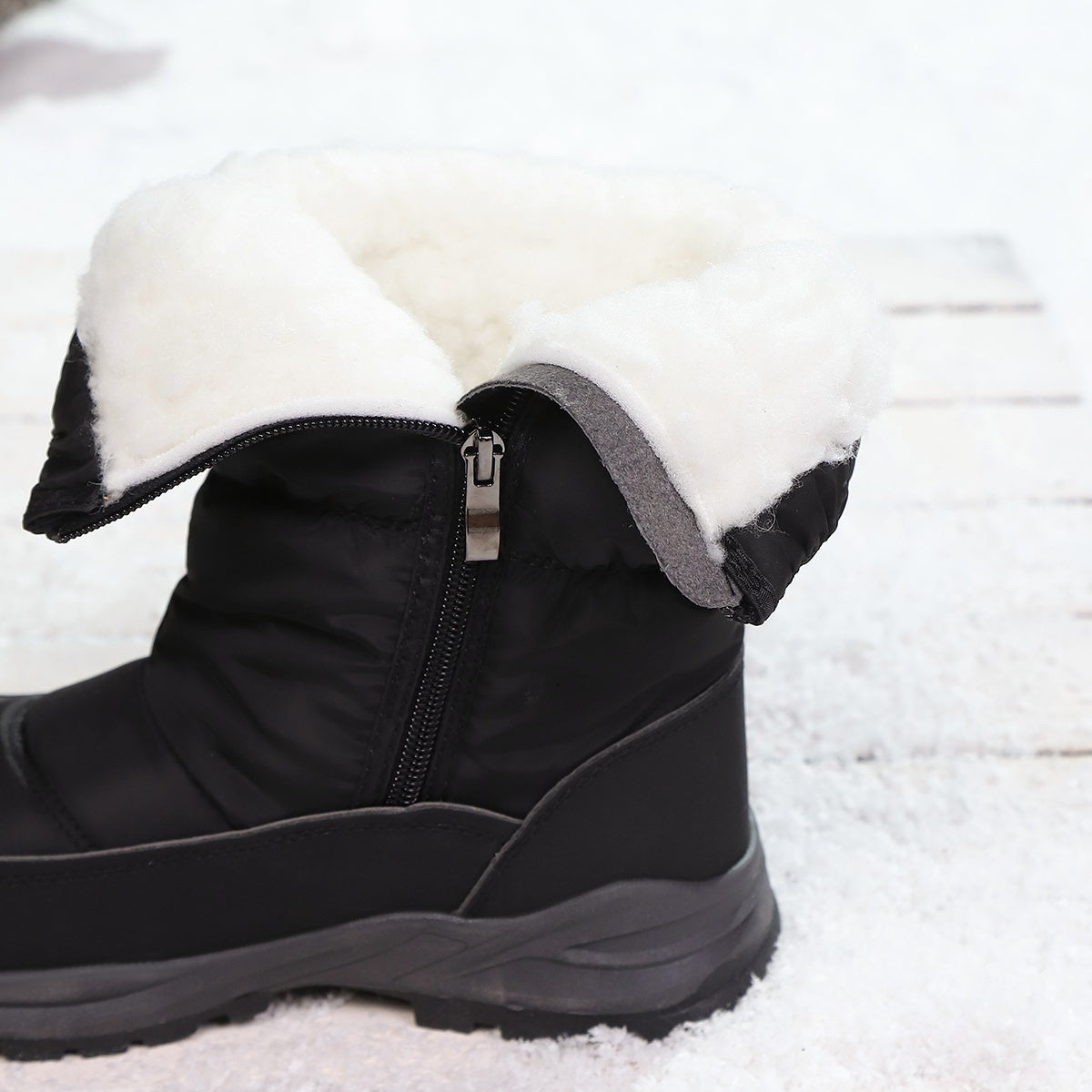 Wadenhohe Damen Winterstiefel Mit Kunstfellfutter