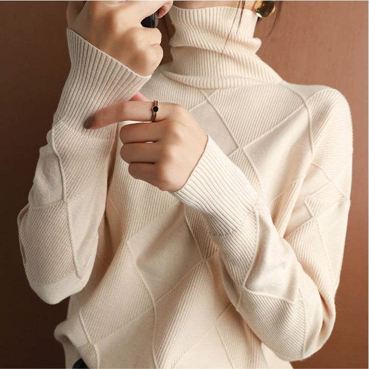 Damen Strickpullover Mit Hohem Rollkragen