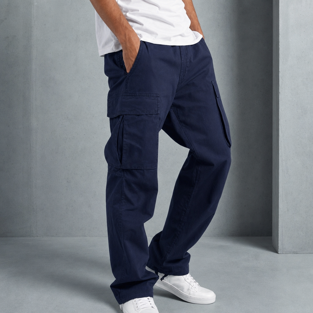 Lockere Cargohose mit Zugband und vielen Taschen