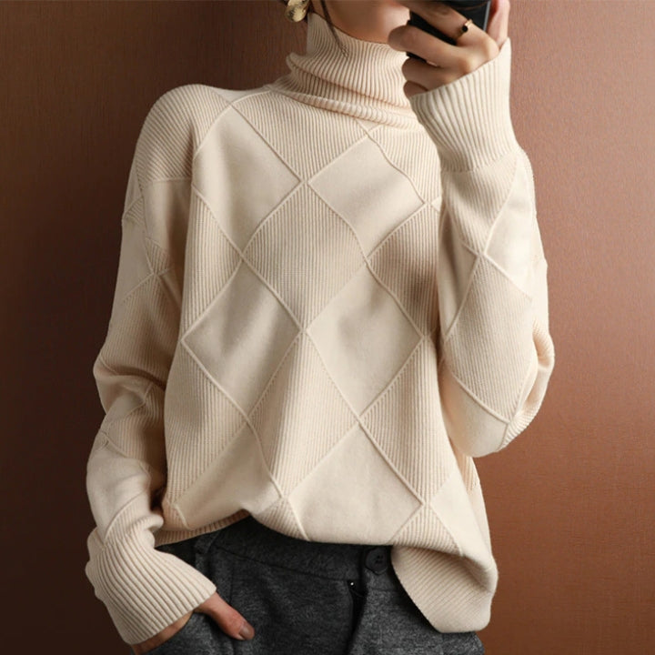 Damen Strickpullover Mit Hohem Rollkragen