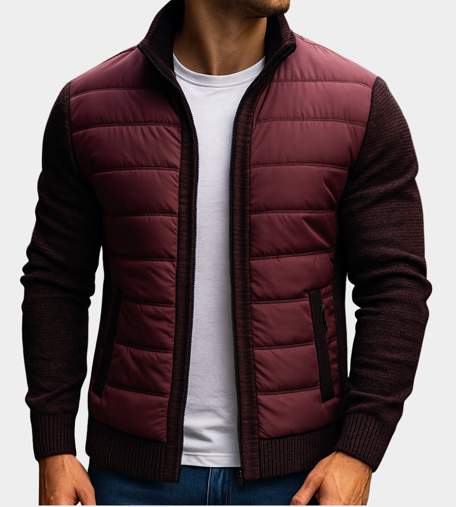 Herren Steppjacke mit Strickärmeln und Fleecefutter