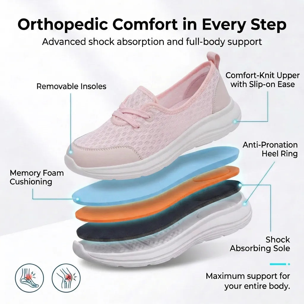 Orthopädische Damen Walkingschuhe mit gepolsterter Innensohle