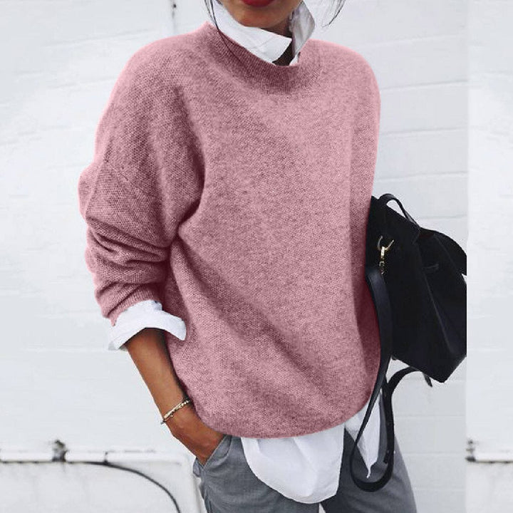 Pull-over en maille fine pour femme avec encolure ronde