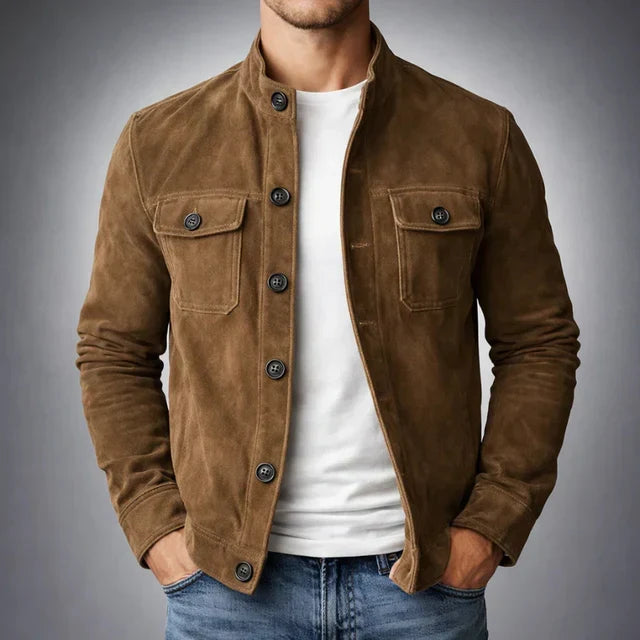 Herren Jacke In Wildlederoptik Mit Brusttaschen