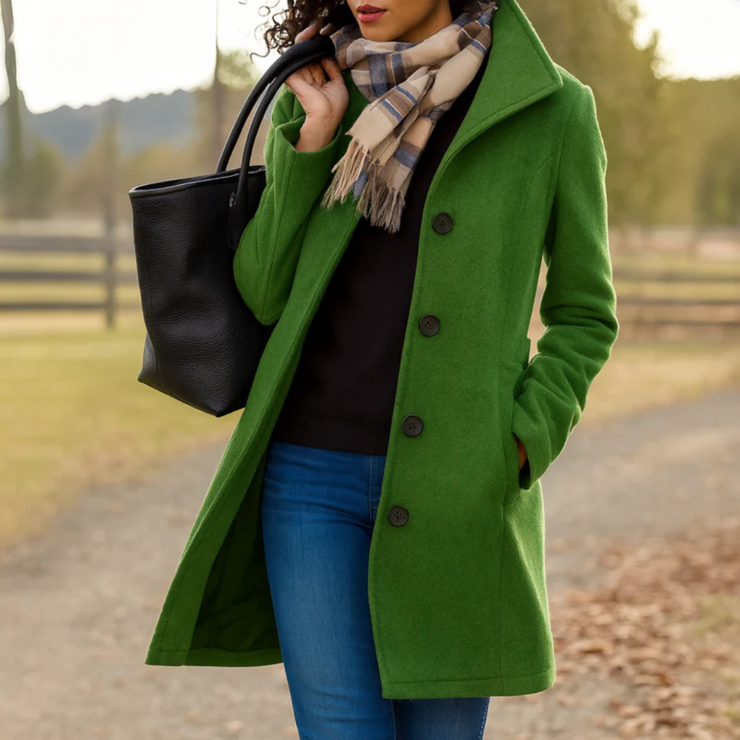 Klassischer Langer Damen Wintermantel mit Knopfleiste