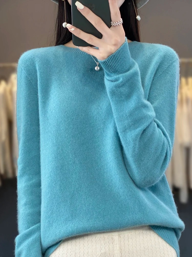 Damen Strickpullover Mit Rundhalsausschnitt