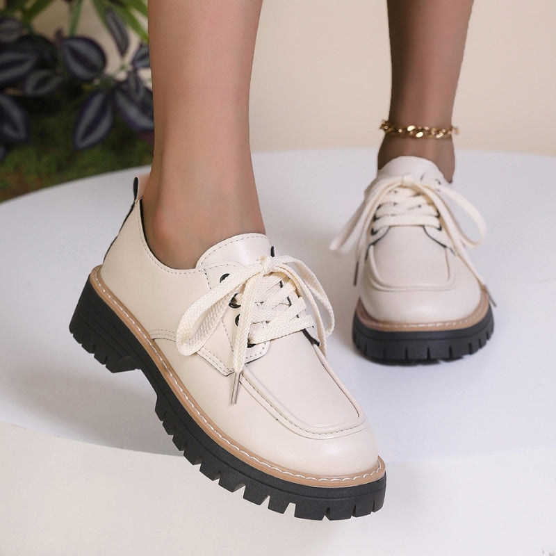 Damen Plateau Loafer in Lederoptik mit griffiger Sohle