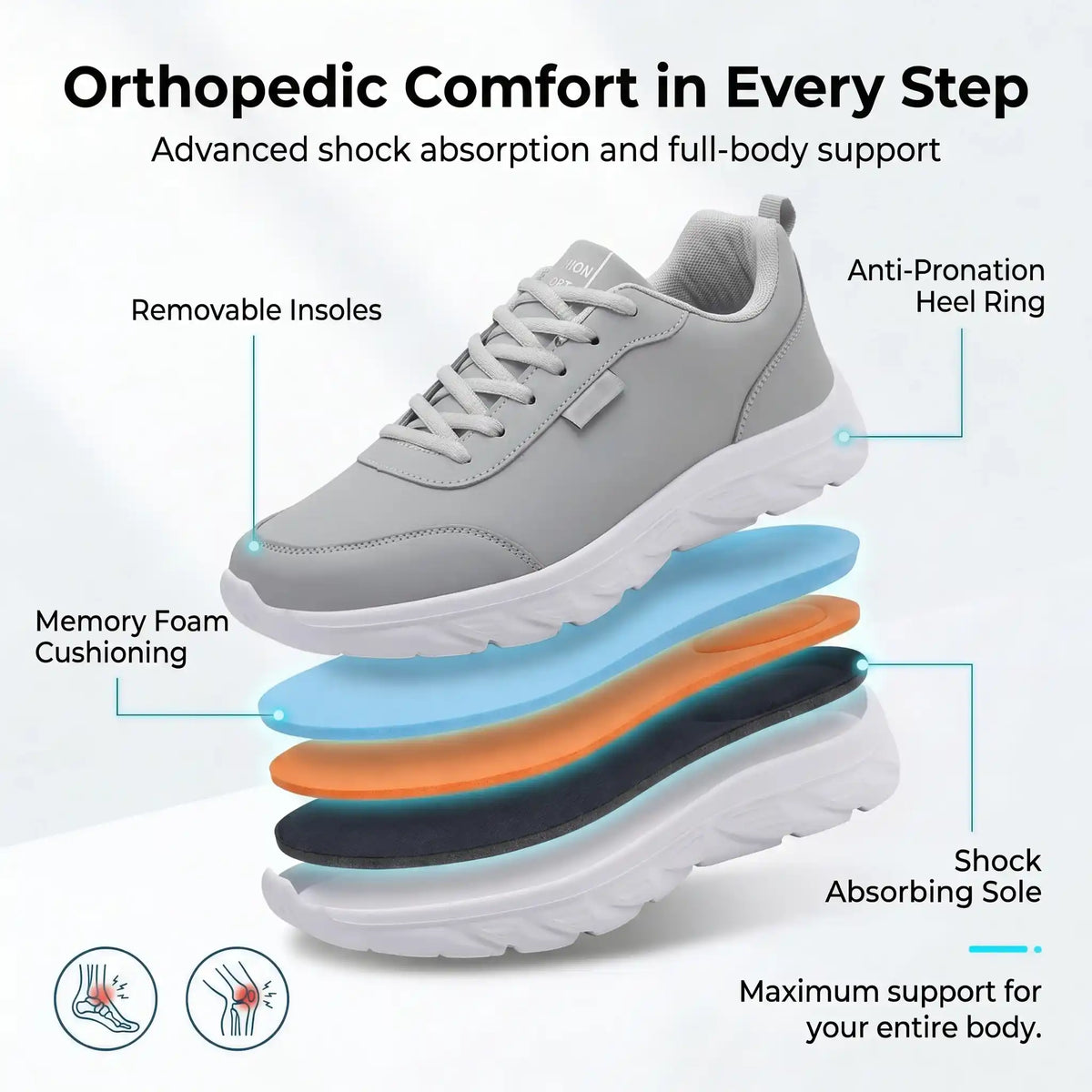 Orthopädische Herren Slip On Schuhe mit Freihändigem Einstieg