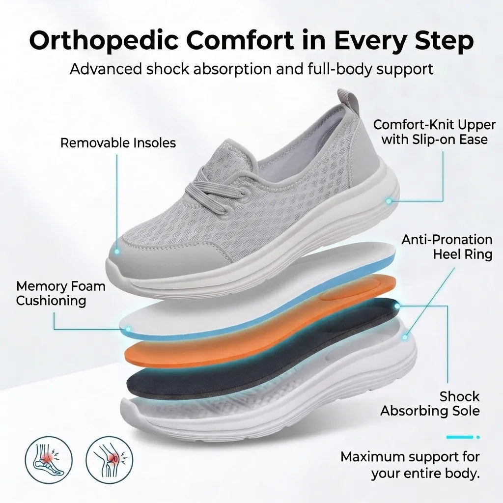 Orthopädische Damen Walkingschuhe mit gepolsterter Innensohle