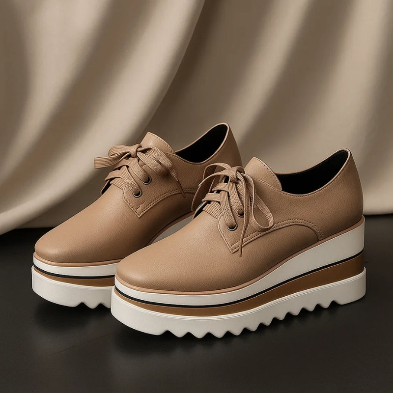 Damen Plateau Oxford Schuhe Zum Schnüren
