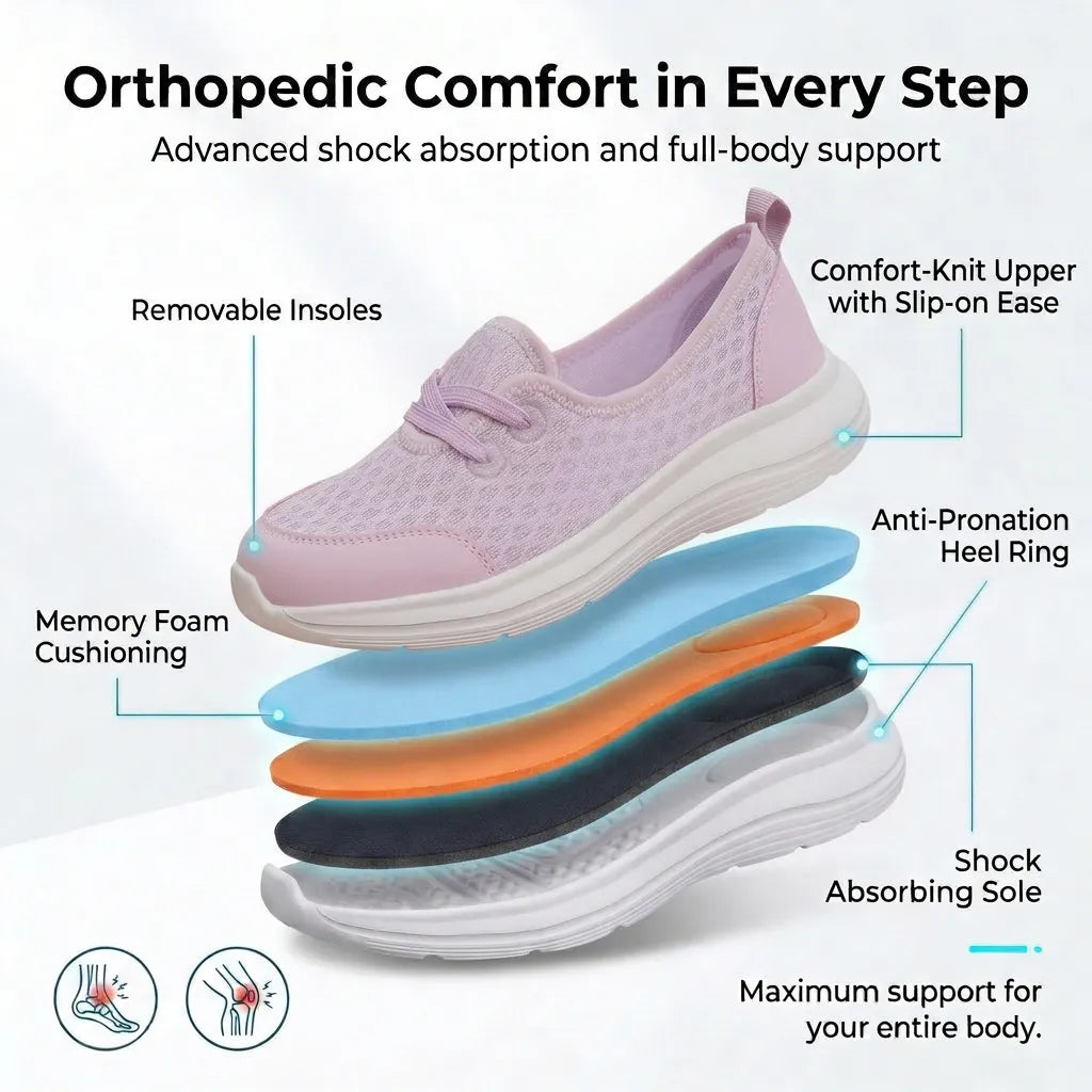 Orthopädische Damen Walkingschuhe mit gepolsterter Innensohle