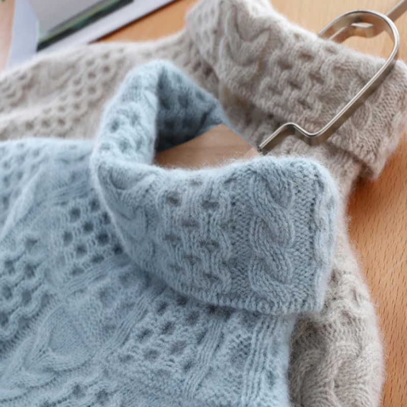 Karierter Damen Rollkragenpullover Tailliert