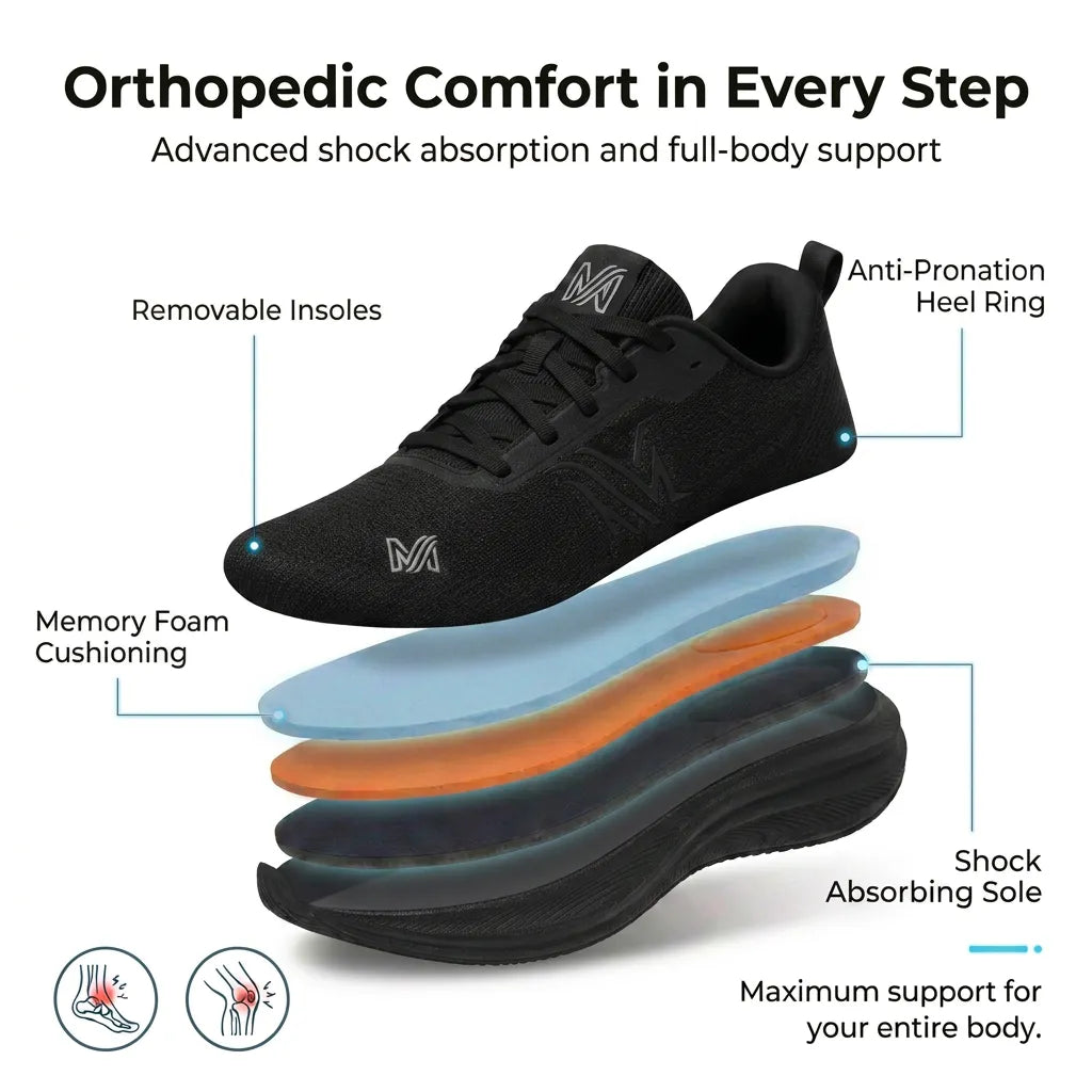 Orthopädische Herren Sneaker aus Stretch Strick zum Reinschlüpfen