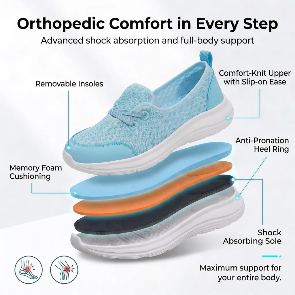 Orthopädische Damen Walkingschuhe mit gepolsterter Innensohle