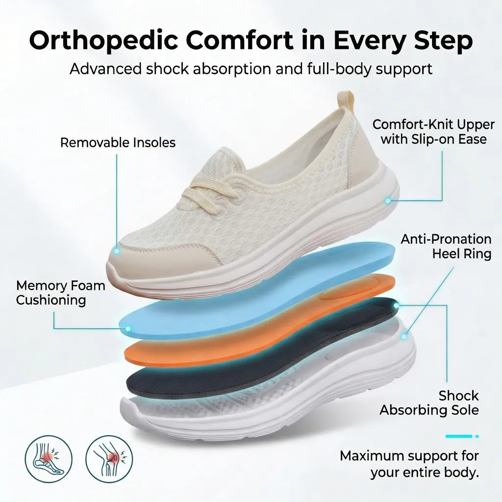 Orthopädische Damen Walkingschuhe mit gepolsterter Innensohle