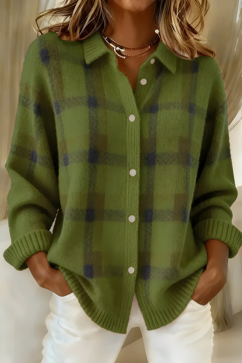 Weicher Strickcardigan mit Karomuster im Retro-Stil