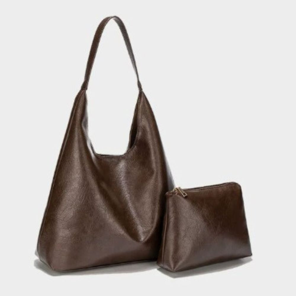 Halbrunde Umhängetasche aus Kunstleder im Vintage-Stil