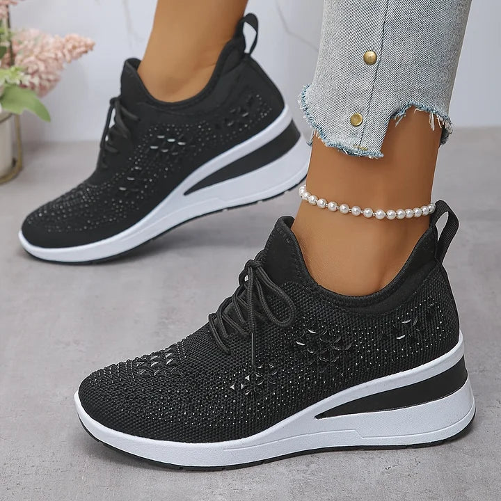Atmungsaktive Orthopädische Damen Sneaker mit Strassdetails