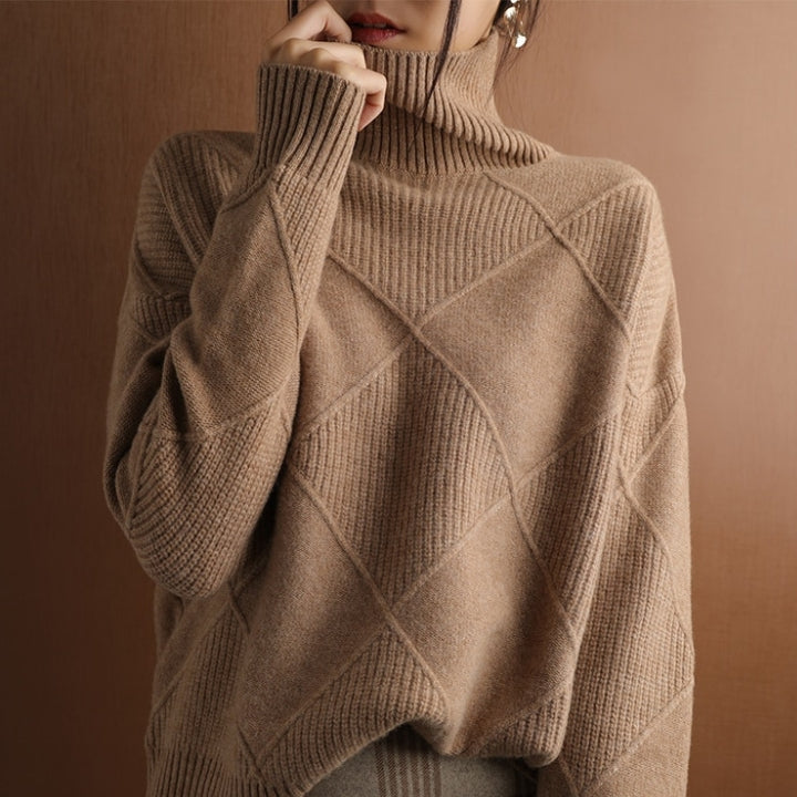 Damen Strickpullover Mit Hohem Rollkragen