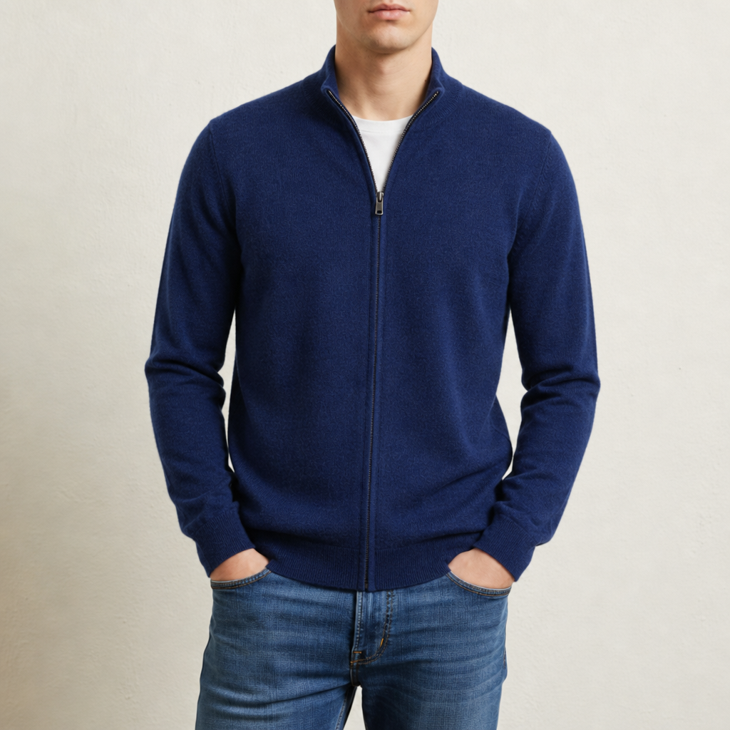 Strickjacke mit Reissverschluss und Stehkragen