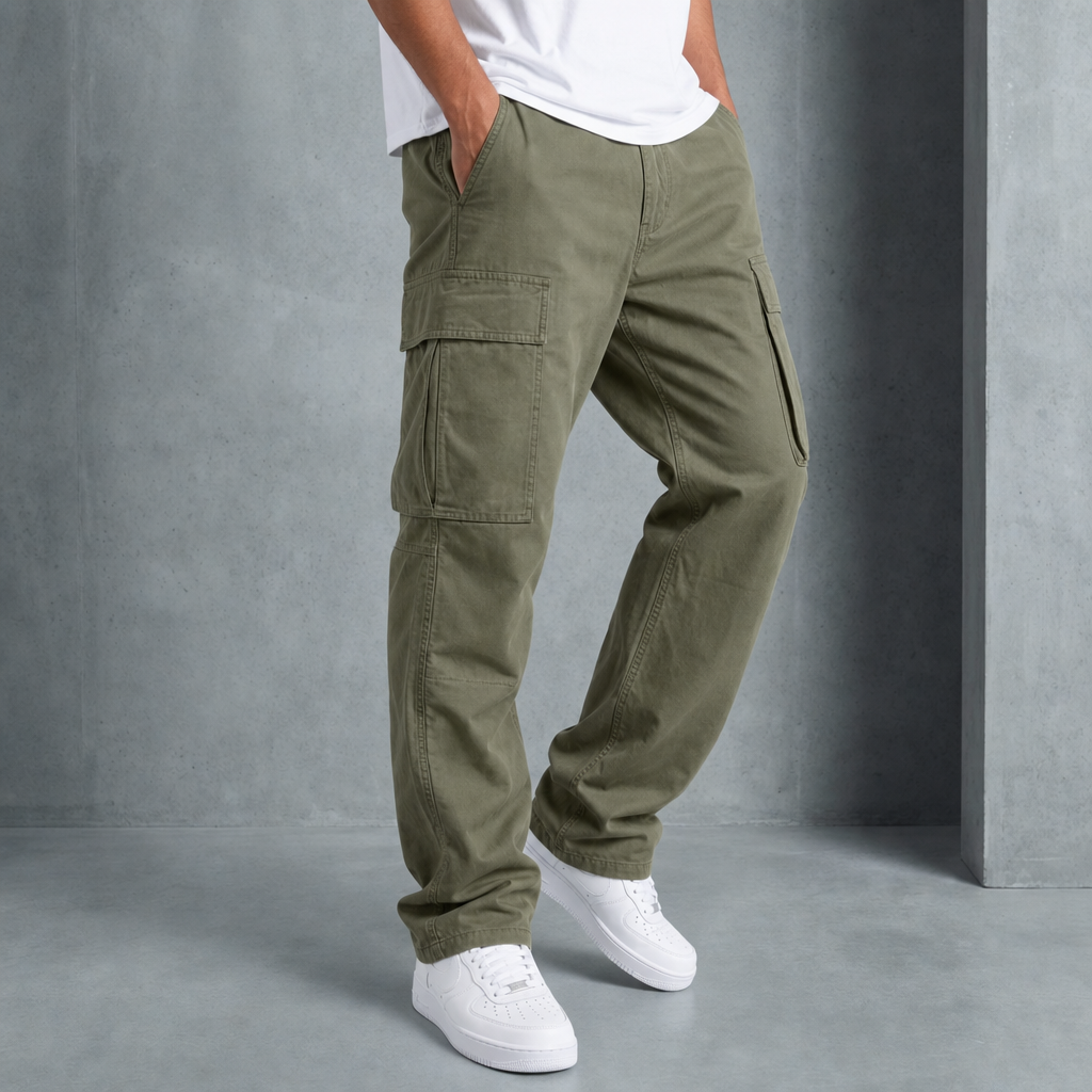 Lockere Cargohose mit Zugband und vielen Taschen