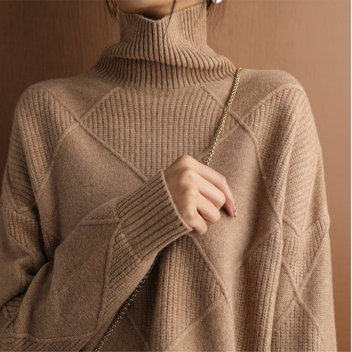 Damen Strickpullover Mit Hohem Rollkragen