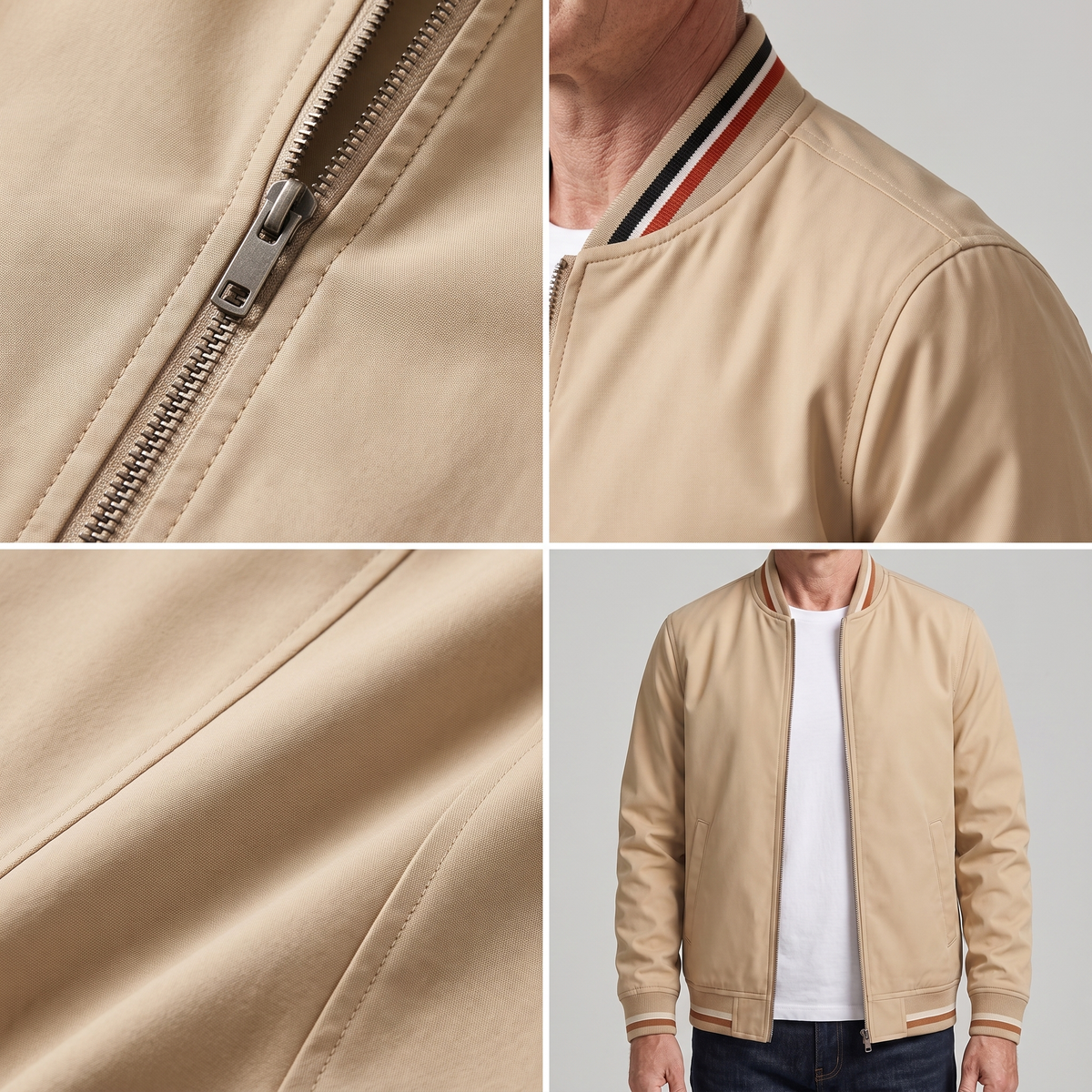 Herren Leichtjacke mit Zipp und Rippbündchen