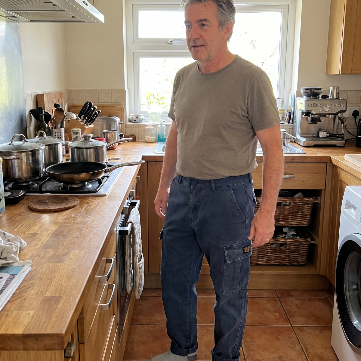 Lockere Cargohose im Vintage-Look mit Geradem Bein