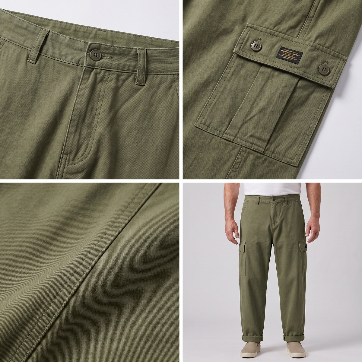 Lockere Cargohose im Vintage-Look mit Geradem Bein
