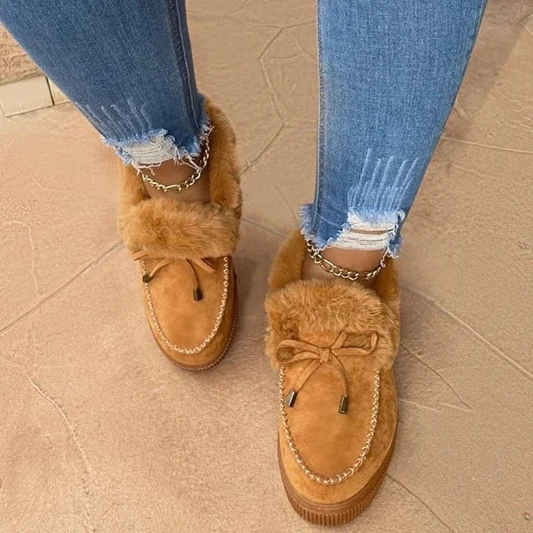 Warm Gefütterte Damen Winterschuhe mit runder Spitze