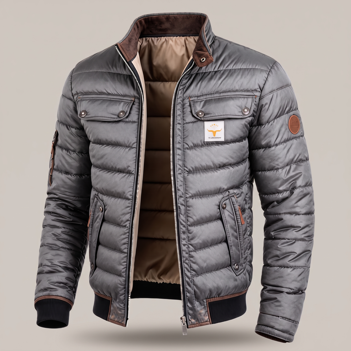 Gesteppte Herren Übergangsjacke mit Stehkragen