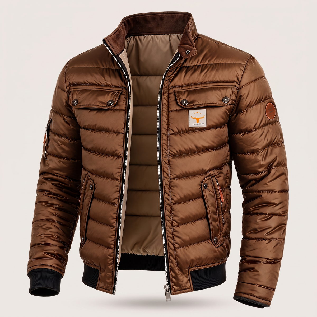 Gesteppte Herren Übergangsjacke mit Stehkragen