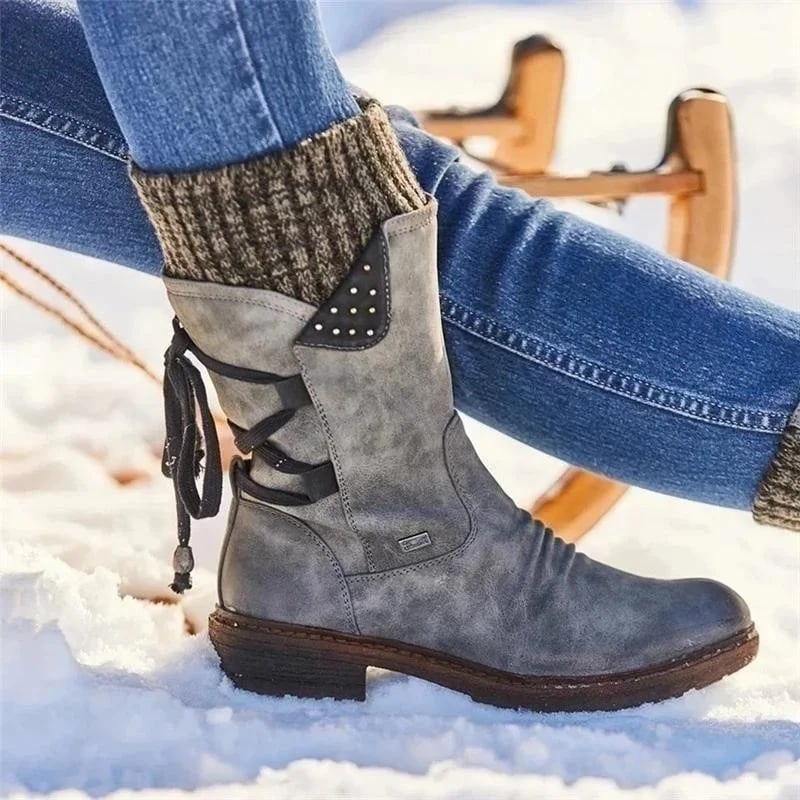 Wasserdichte Damen Stiefel Mit Wadenreißverschluss