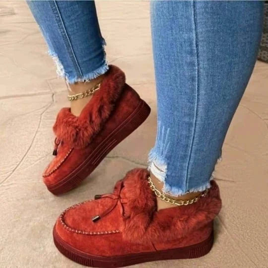 Warm Gefütterte Damen Winterschuhe mit runder Spitze