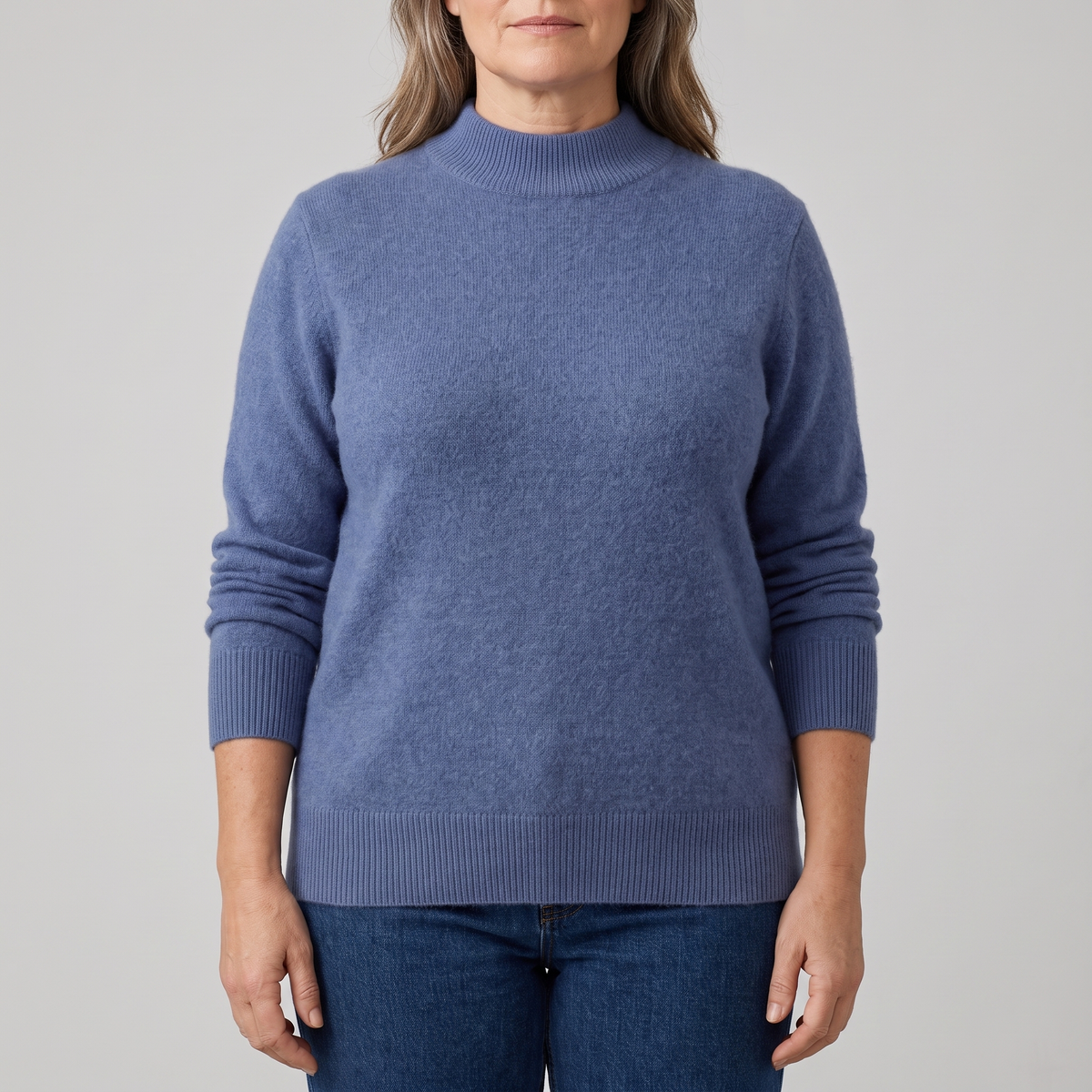 Pullover mit Stehkragen und Rippbündchen