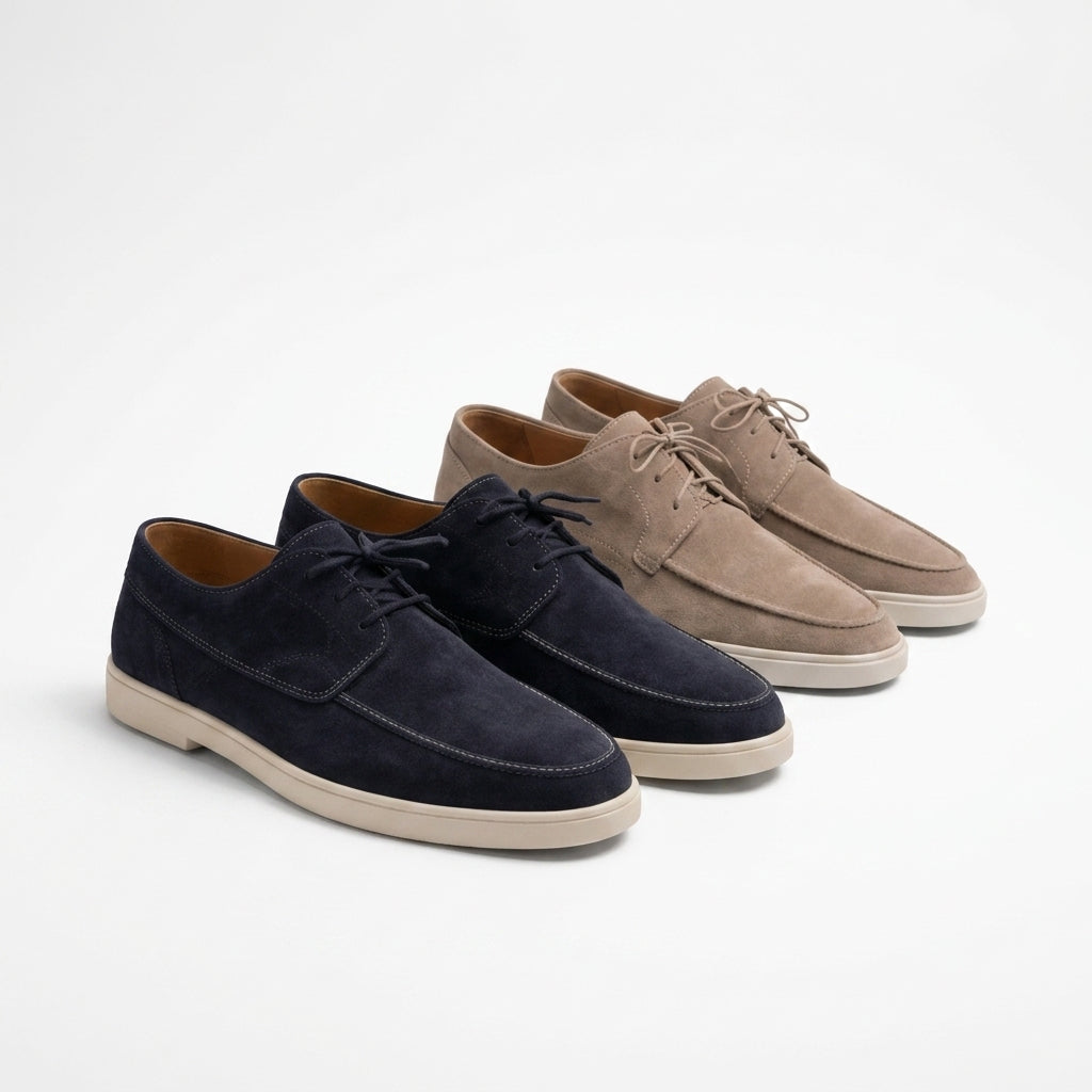 Herren Loafer aus Velourskunstleder mit Schnürung und geschlossener Spitze