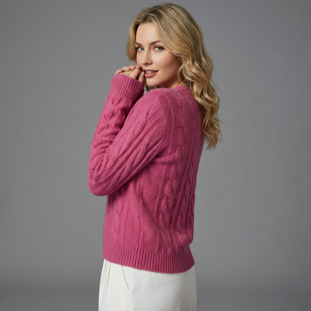 Oversize Zopfstrick Pullover Für Damen