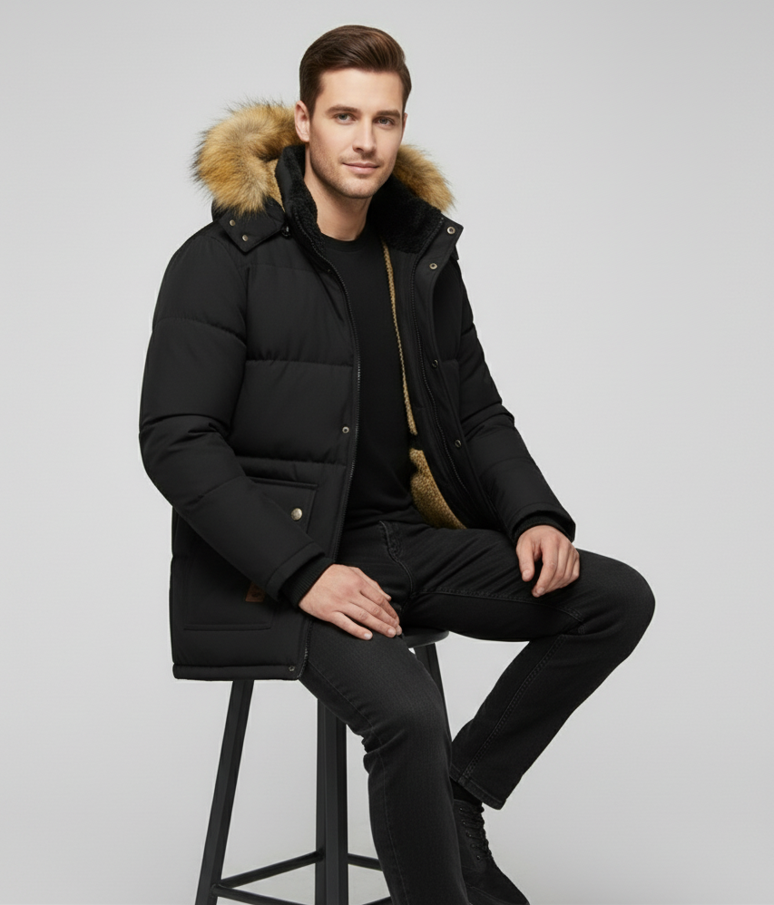 Herren Winterparka Mit Teddyfutter Und Kapuze