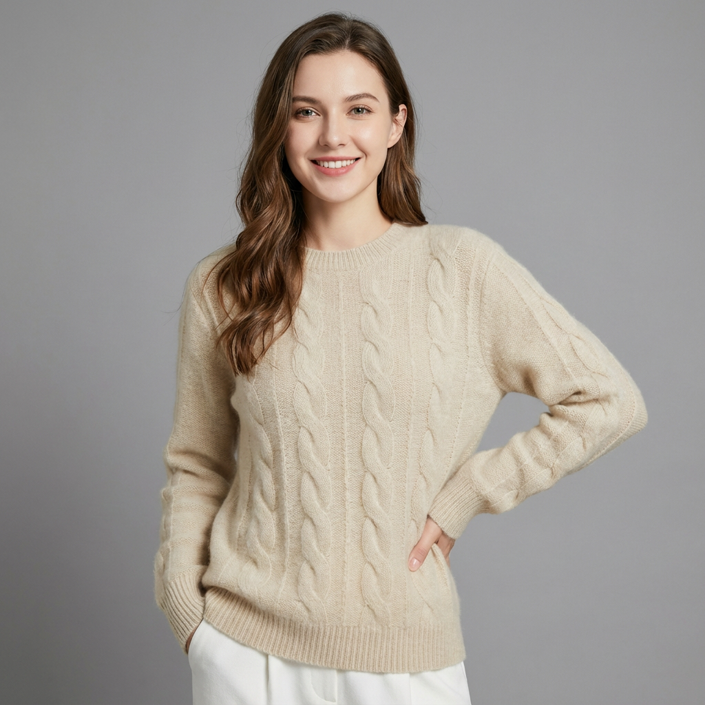 Oversize Zopfstrick Pullover Für Damen