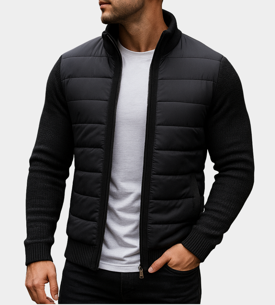 Herren Steppjacke mit Strickärmeln und Fleecefutter