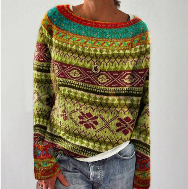 Damen Strickpullover Im Retro Stil
