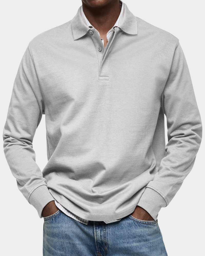 Herren Langarm Poloshirt mit Klassischem Kragen