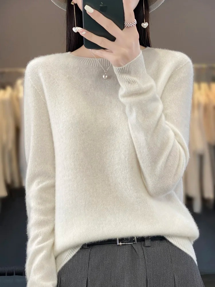 Damen Strickpullover Mit Rundhalsausschnitt
