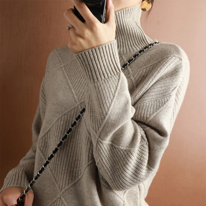 Damen Strickpullover Mit Hohem Rollkragen