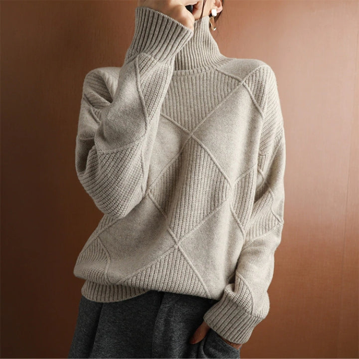 Damen Strickpullover Mit Hohem Rollkragen