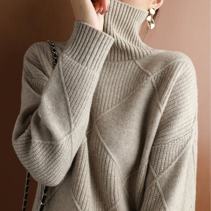 Damen Strickpullover Mit Hohem Rollkragen