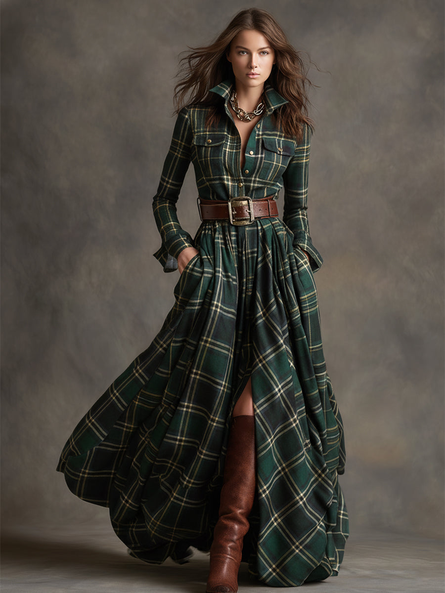 Damen Hemdblusenkleid Mit Gürtel Und Knopfleiste