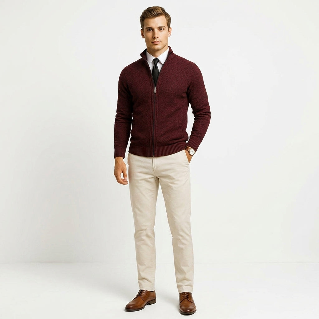 Eleganter Herren Pullover Slim Fit aus Woll-Baumwoll-Mix