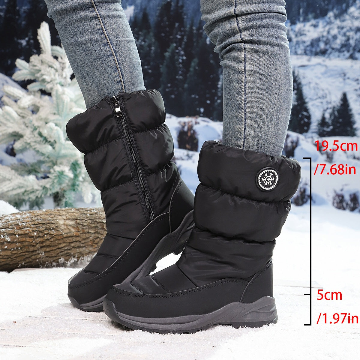 Wadenhohe Damen Winterstiefel Mit Kunstfellfutter