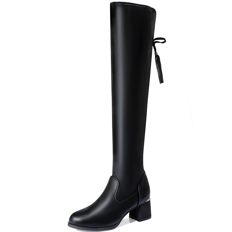 Weiche Damen Overknee Stiefel Mit Seitlichem Reißverschluss